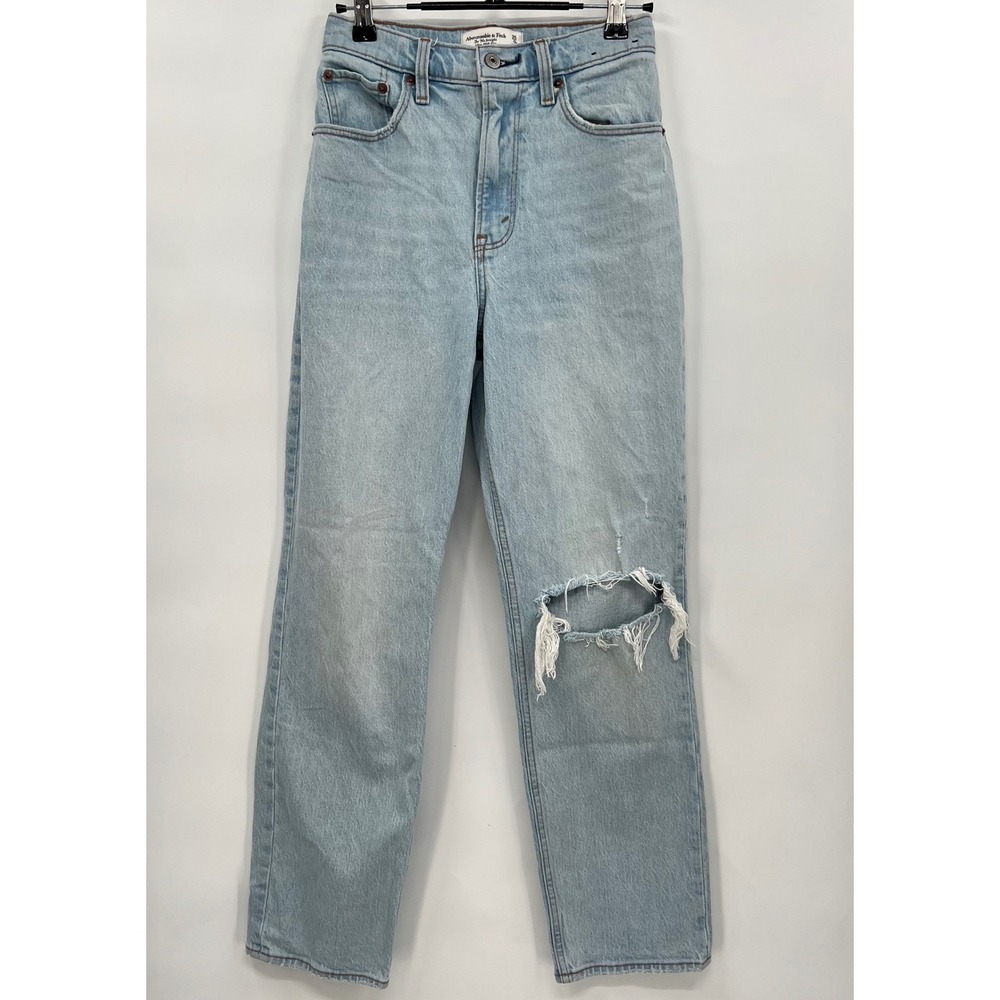 Abercrombie & Fitch 25/0S 90s Straight Jeans‎ W Light Wash Distressed Curve Love